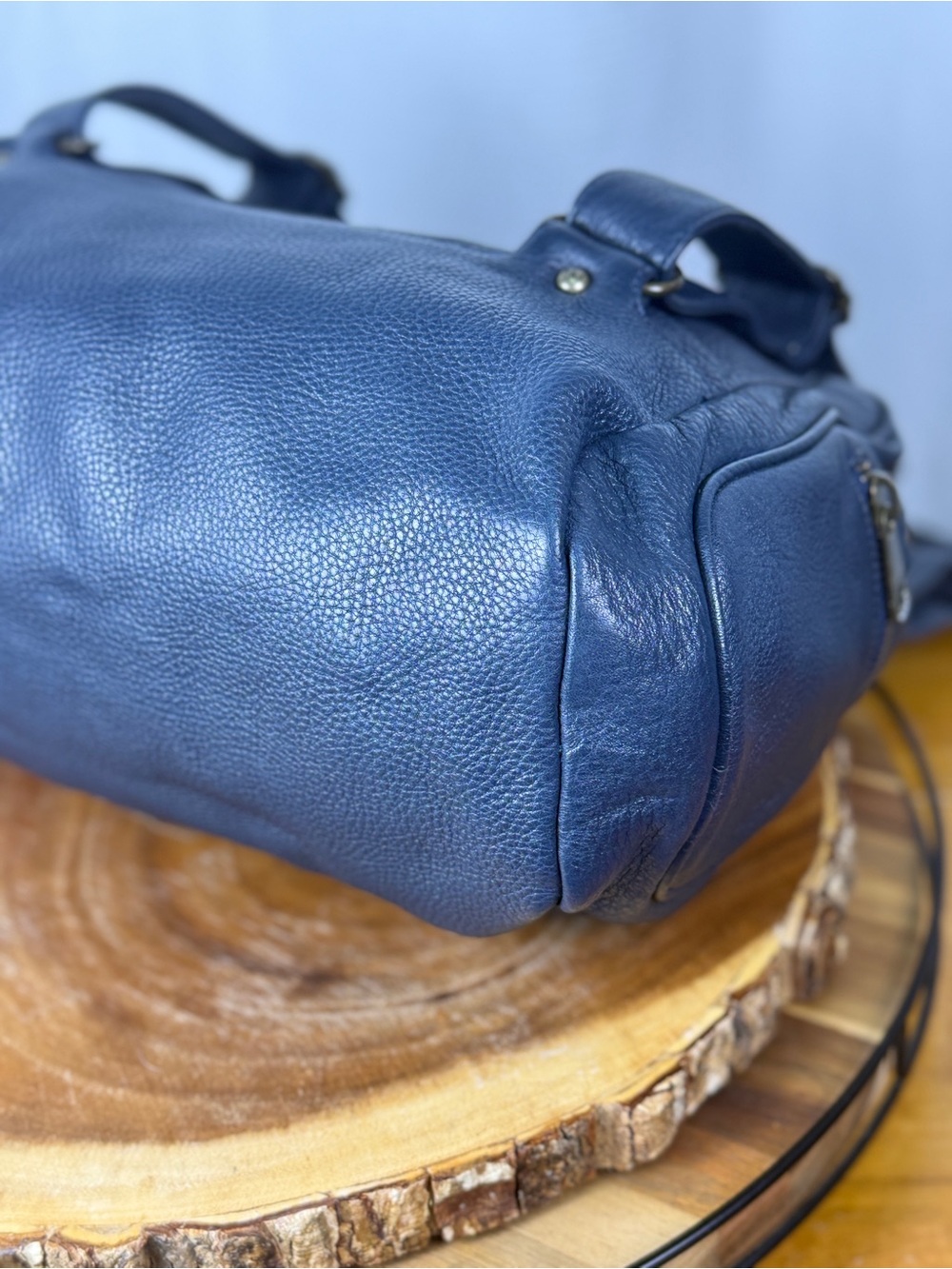 Marc Jacobs Vintage Y2K Navy Leather Satchel Shoulder Bag with Floral Lining EUC - Picture 7 of 14
